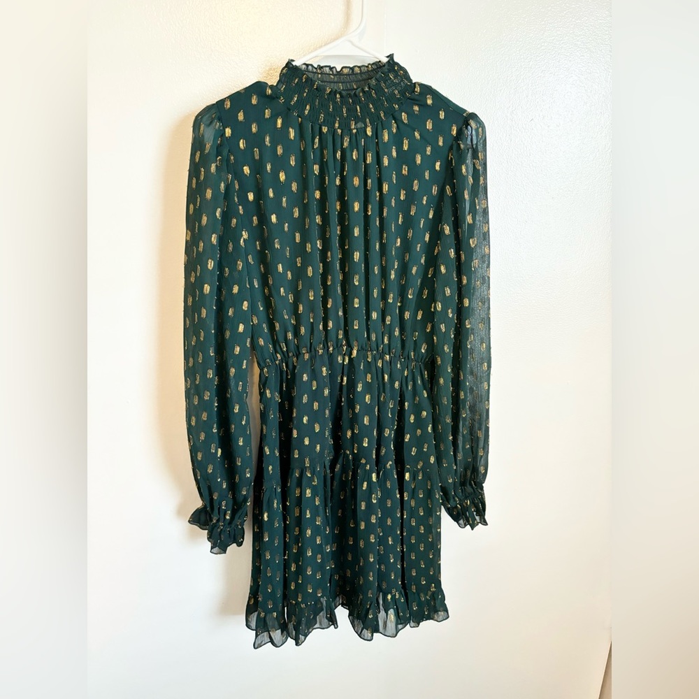 Green and gold party dress